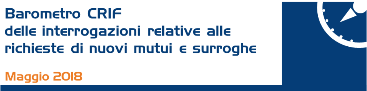Barometro Crif Analisi Richiesta Mutui e Surroghe di Maggio 2018 Barometro Crif Analisi Richiesta Mutui e Surroghe di Maggio 2018
